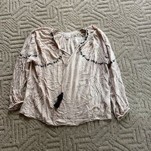 Knox Rose Cream Blouse with Black Embroidery